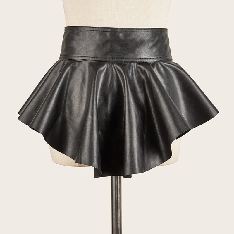 Cinturón de corsé negro ancho para mujer, cinturón de falda con volantes, cinturón de vestido, cinturones de cintura con Peplum