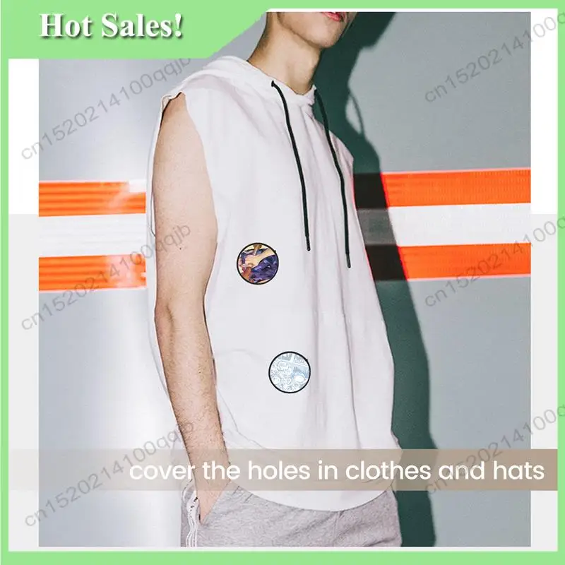 -FDDT 16 Pieces Sublimation Patch Blanks Quality Fabric Iron-On Circular Blank Patch For Clothes, Hats, Uniforms, Backpacks