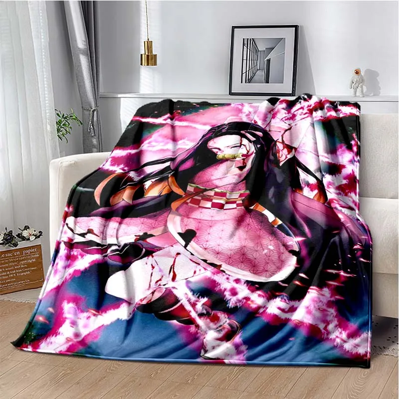 

Demon Slayer Flannel Blanket Travel Bedding Throws Warm anime lovers Gift children adult home blanket