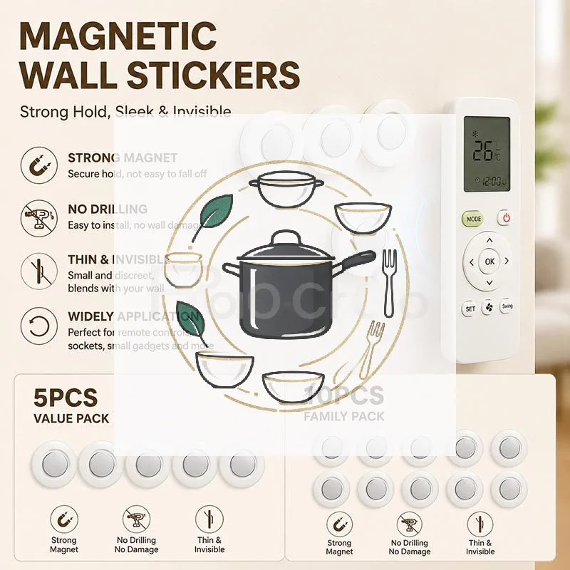 Magnetic Remote Control Wall Holder Strong Magnet Easy Installation For Home Living Room Office Bedroom