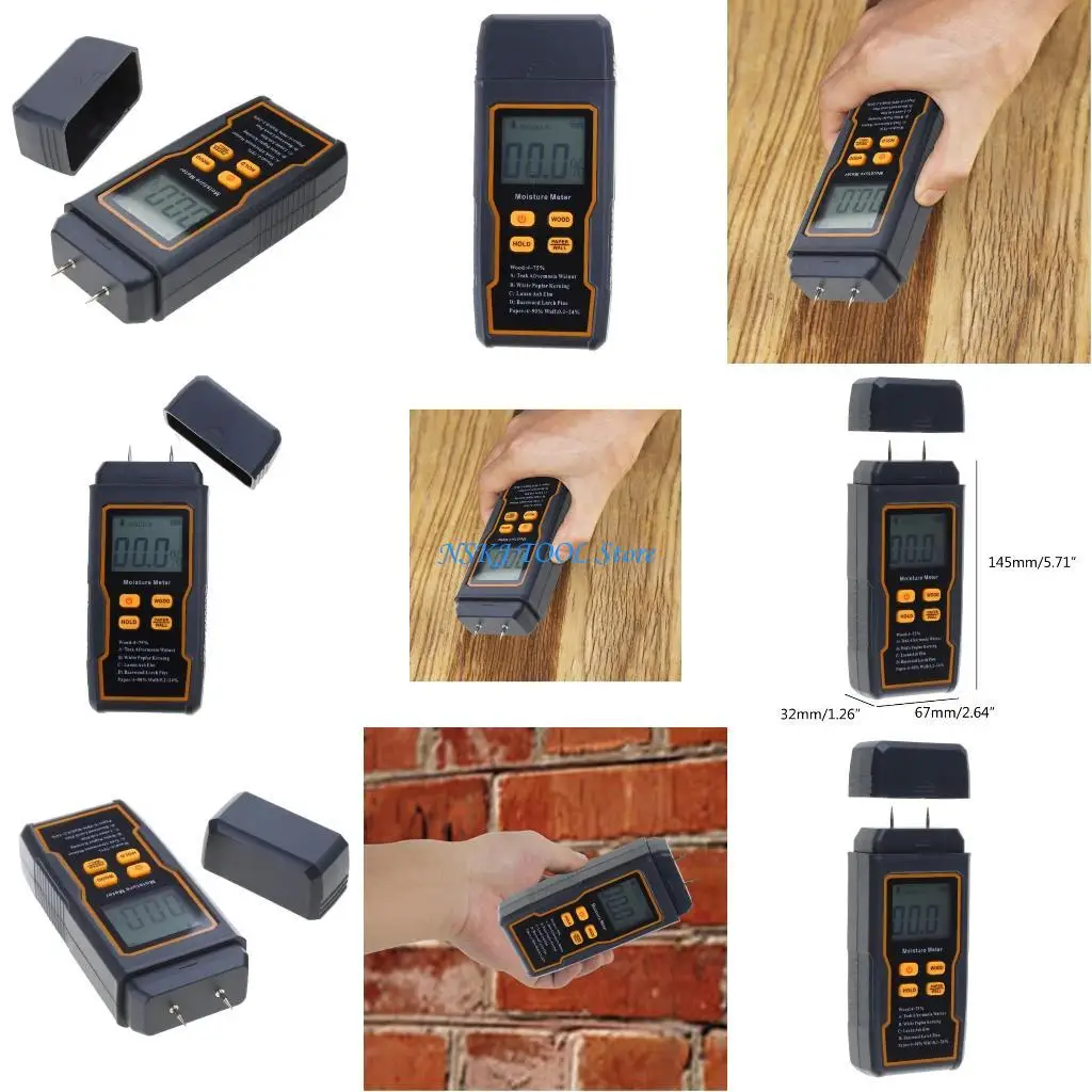 

L8RC Moisture Meter Pin-Type Humidity Detector Digital Water Leak Tester with Backlit LCD Display