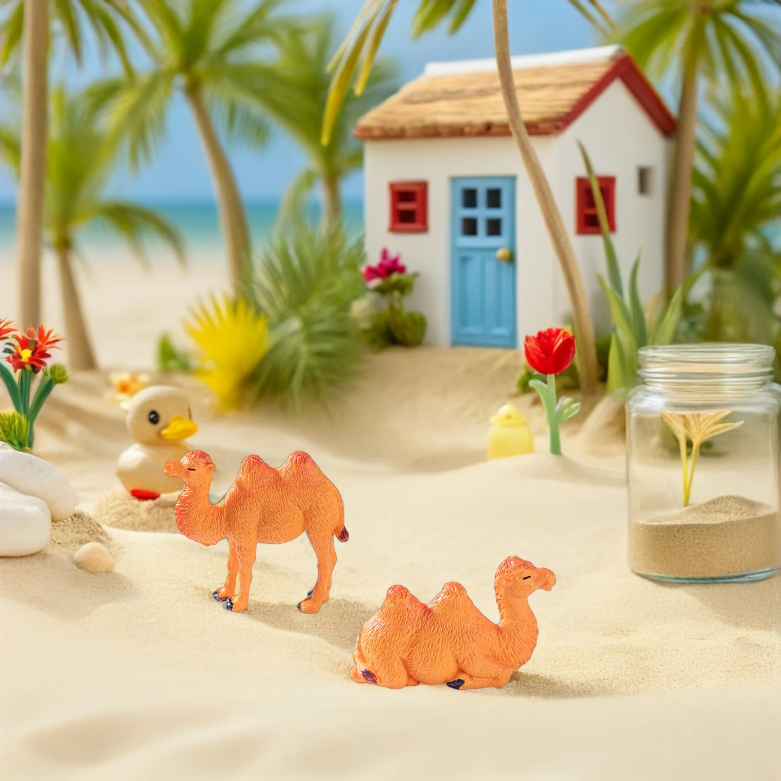 18 szt. Miniaturowych figurek wielbłądów: Wysokiej jakości plastikowe ozdoby do dekoracji krajobrazu pustynnego, do użytku wewnątrz i na zewnątrz, do mini ogrodów tematycznych, kreatywne dekoracje na biurko.