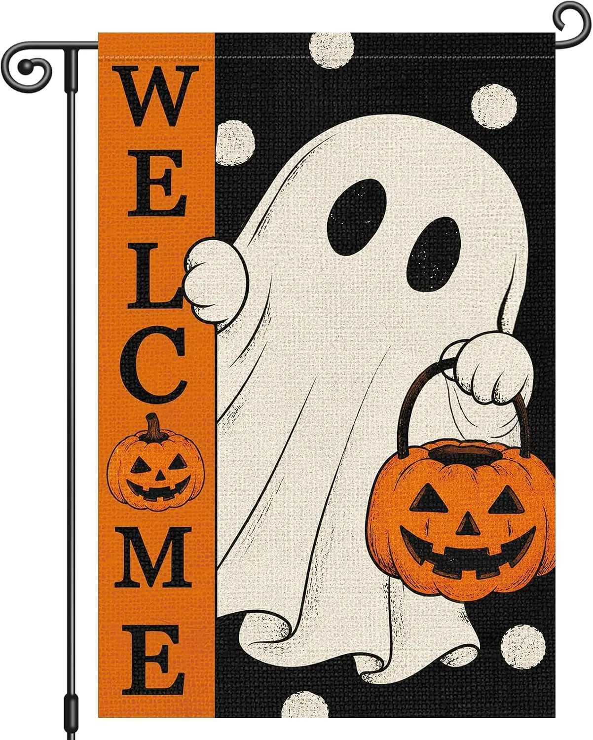 Louise Maelys Halloween Garden Flag 12x18 Inch Ghost Pumpkin Garden Yard Flags Double Sided Small Hocus Pocus Trick or Treat xxl