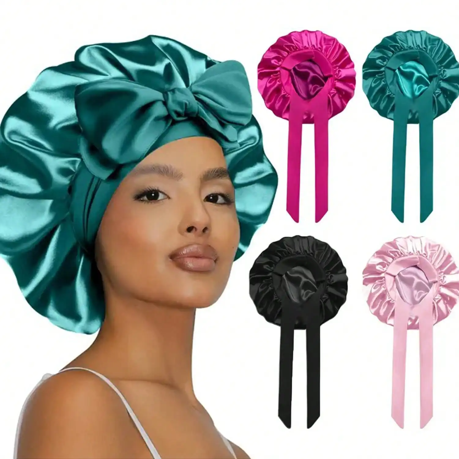 

2026 new women's shower cap, elegant lady at home satin bonnet