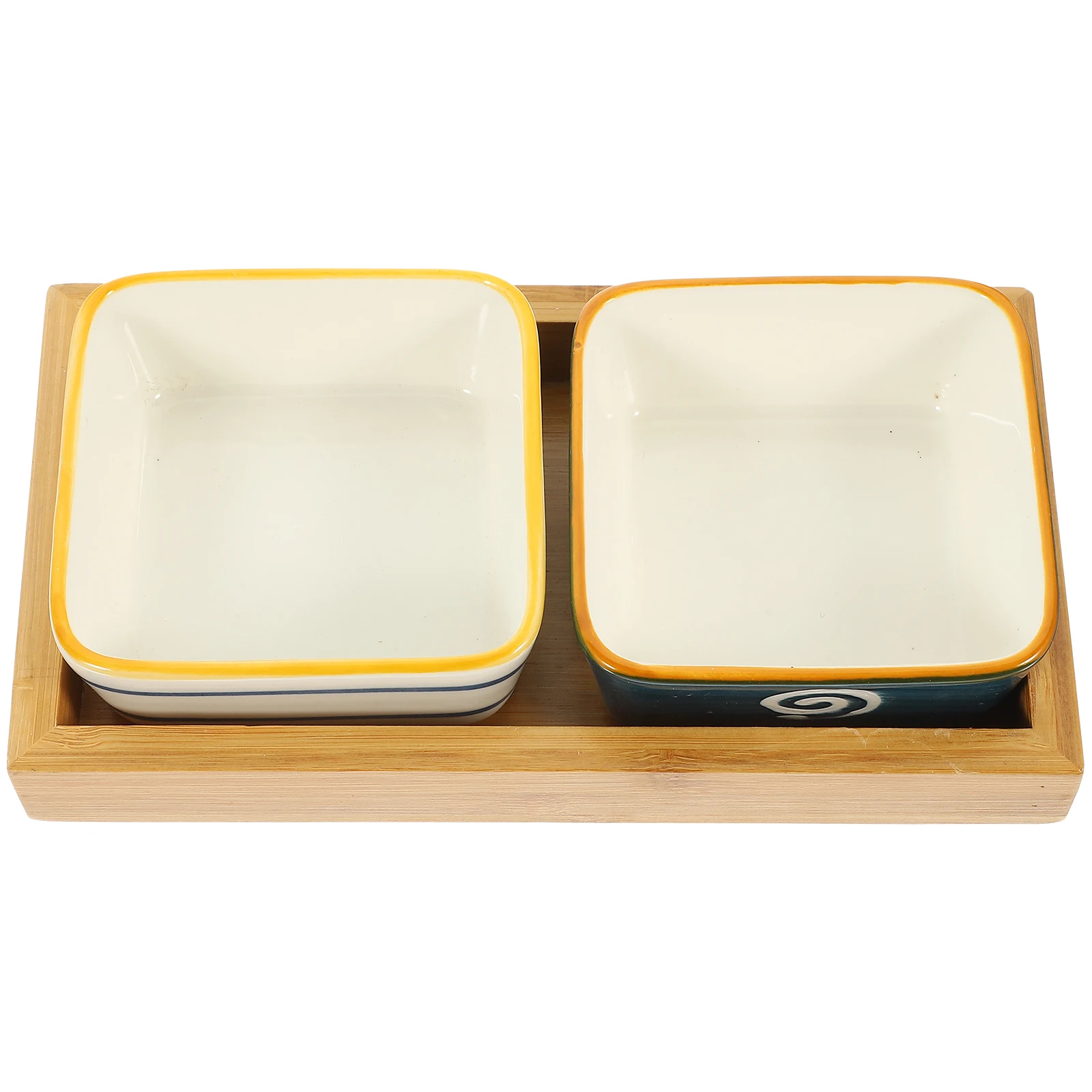

Compartment Fruit Plate Ceramic Wood Tray Large Bowl Decorative Kitchen Counter Dessert Snack Display Home Party Banquet