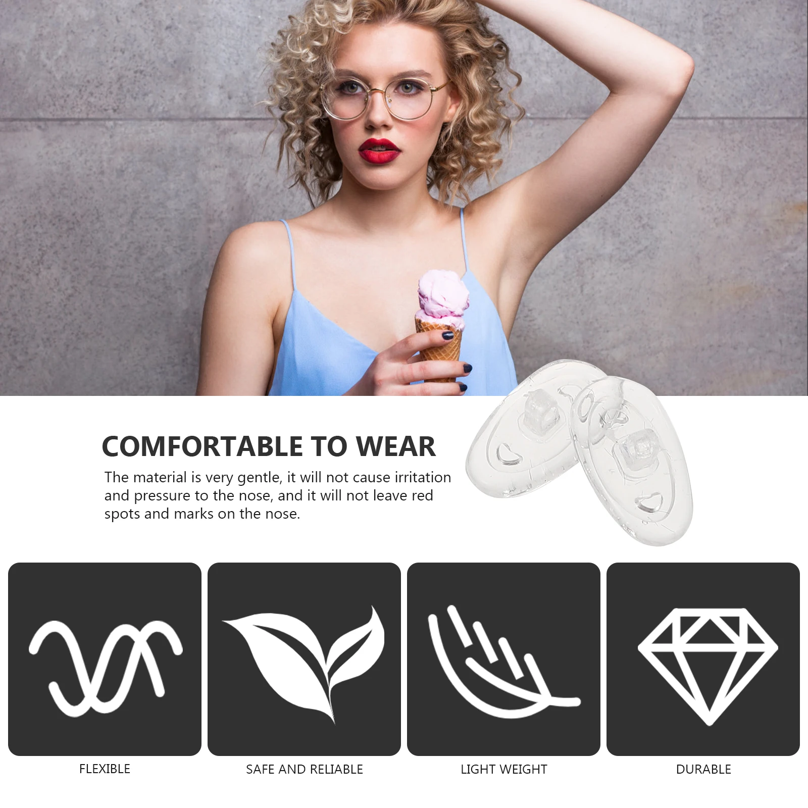 

50 Pcs Silicone Nose Pads Bridge for Glasses Eyeglass Replacement Eyeglasses Cushion