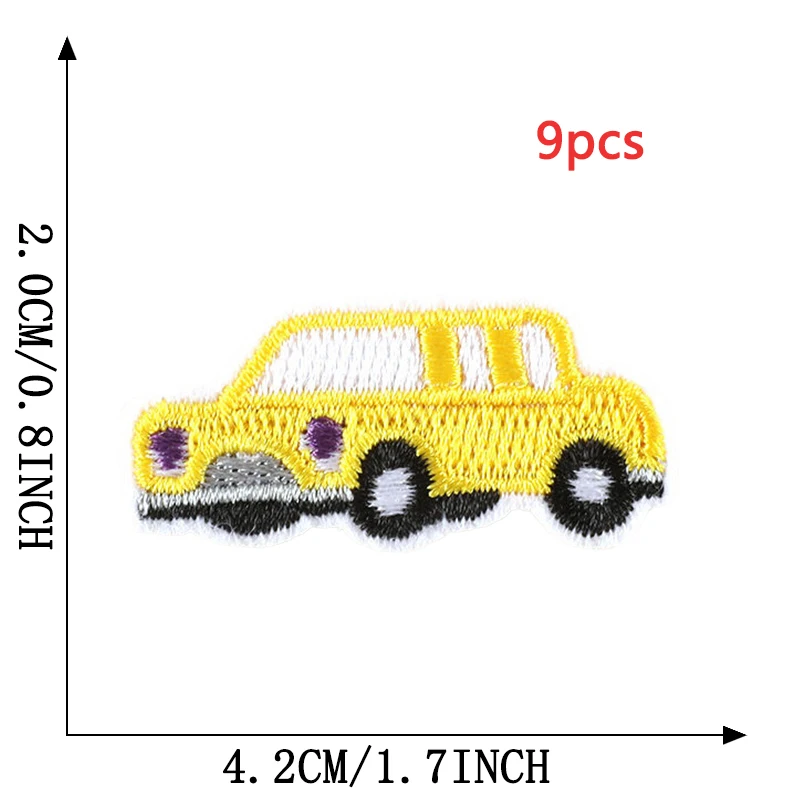 9 Stück Auto Lot Eisen auf Patches Kinder für Kleidung Stoff kleine Jungen Stich Bulk Designer bestickt Pack süße Parche Ropa Infantil – Detail 5
