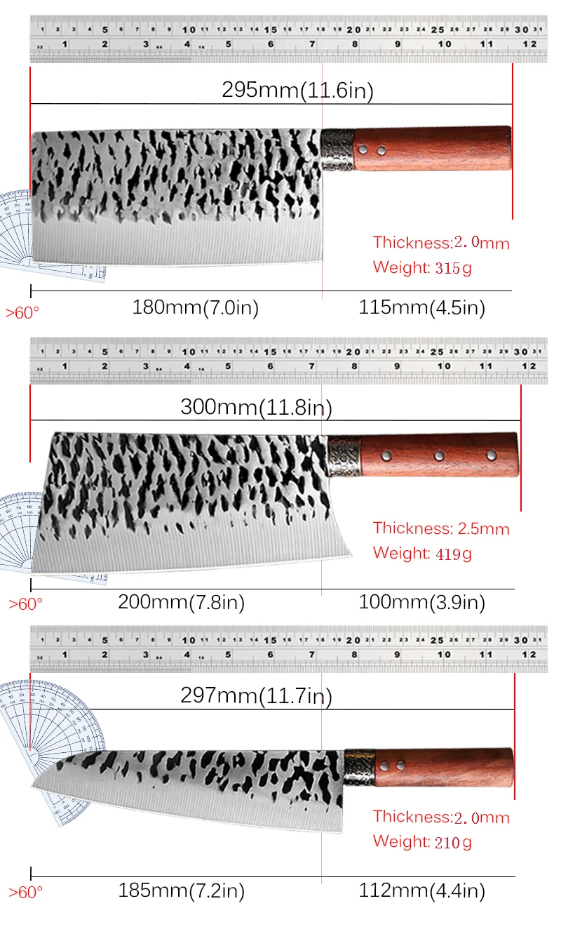 Forged Kitchen Chef Knife Set High Carbon Steel Meat Vegetables Slicing Knives Professional Butcher Chop Bone Cleaver Knife