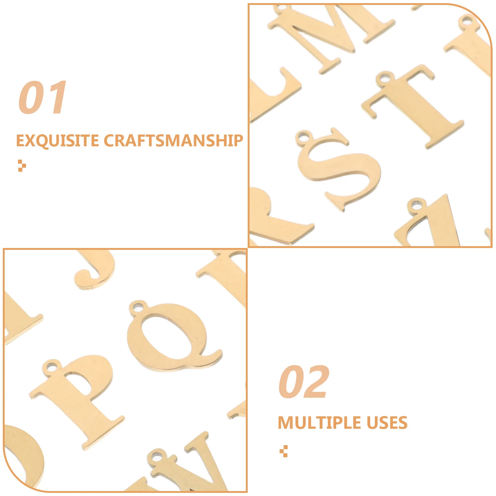 26Pcs Stainless Steel Alphabet Letter Charms DIY Jewelry Pendants for Necklaces Bracelets Keychains Words Dangle Charms Pendant