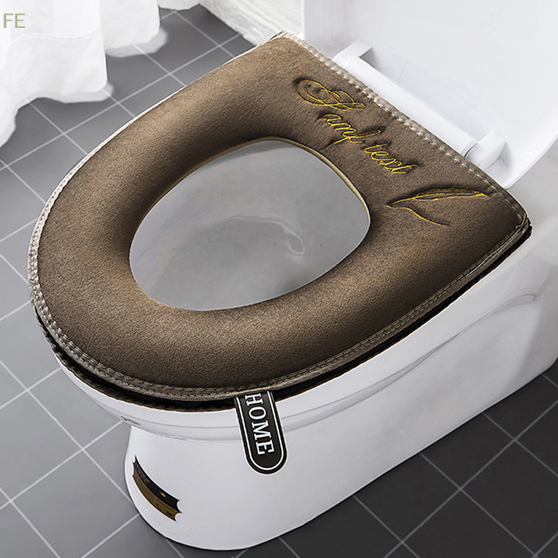  [FE] Universal Toilet Seat Cover Winter Warm Soft WC Mat Washable Removable Zipper 