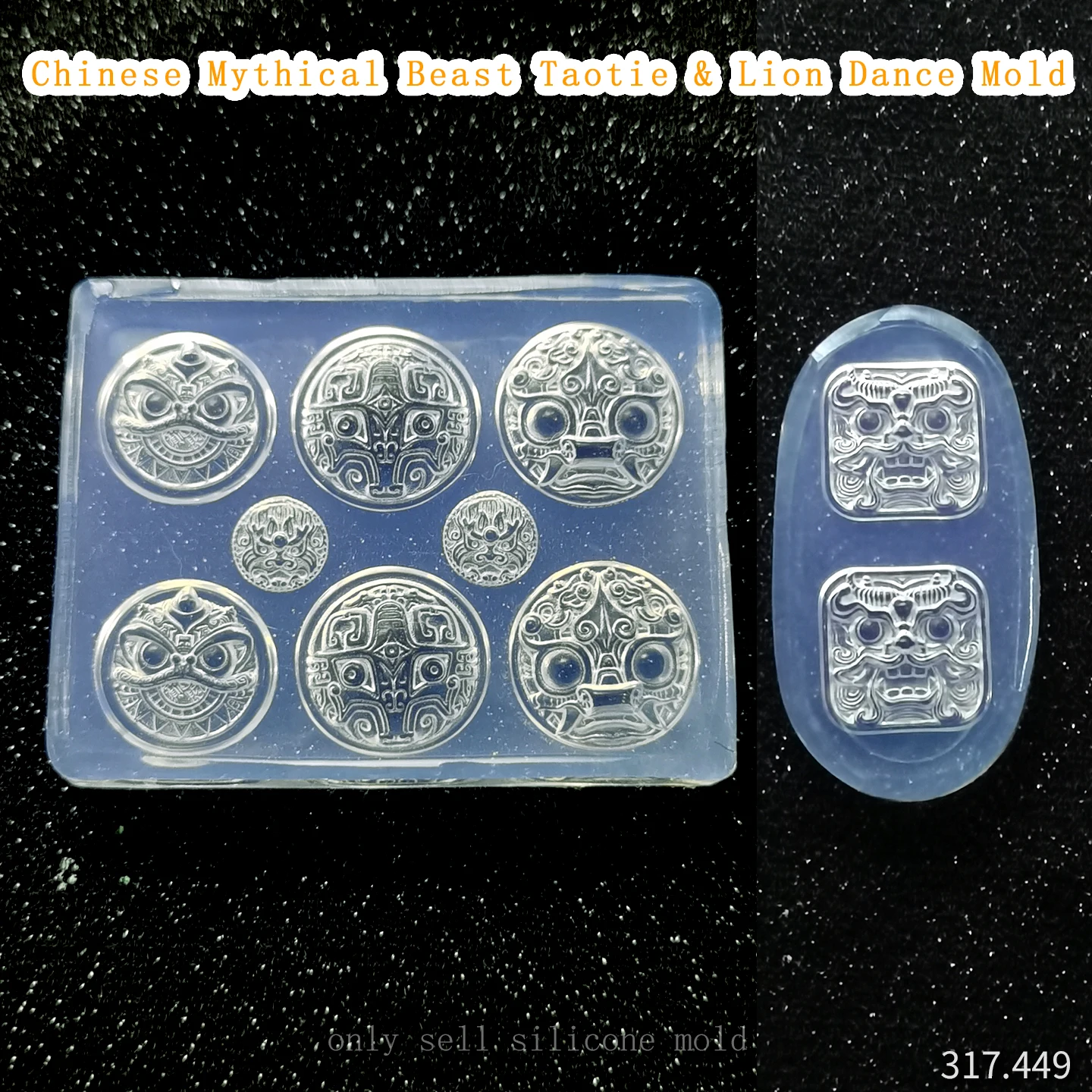 

DIY Handcraft Chinese Mythical Beast Taotie & Lion Dance Mold Food Play Miniature Pinching Mould Epoxy Resin UV Resin Moldse