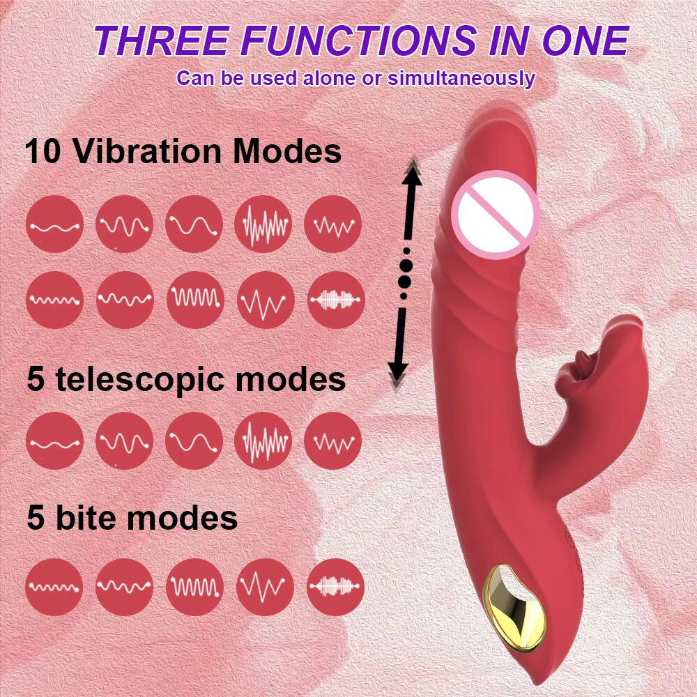 محفز البظر مع 5 أوضاع لعق اللسان تلسكوبية ، الاستمناء الأنثوي ، محفز البقعة G ، ألعاب جنسية للبالغين ، هزاز تحفيز ، 2 في 1 #3