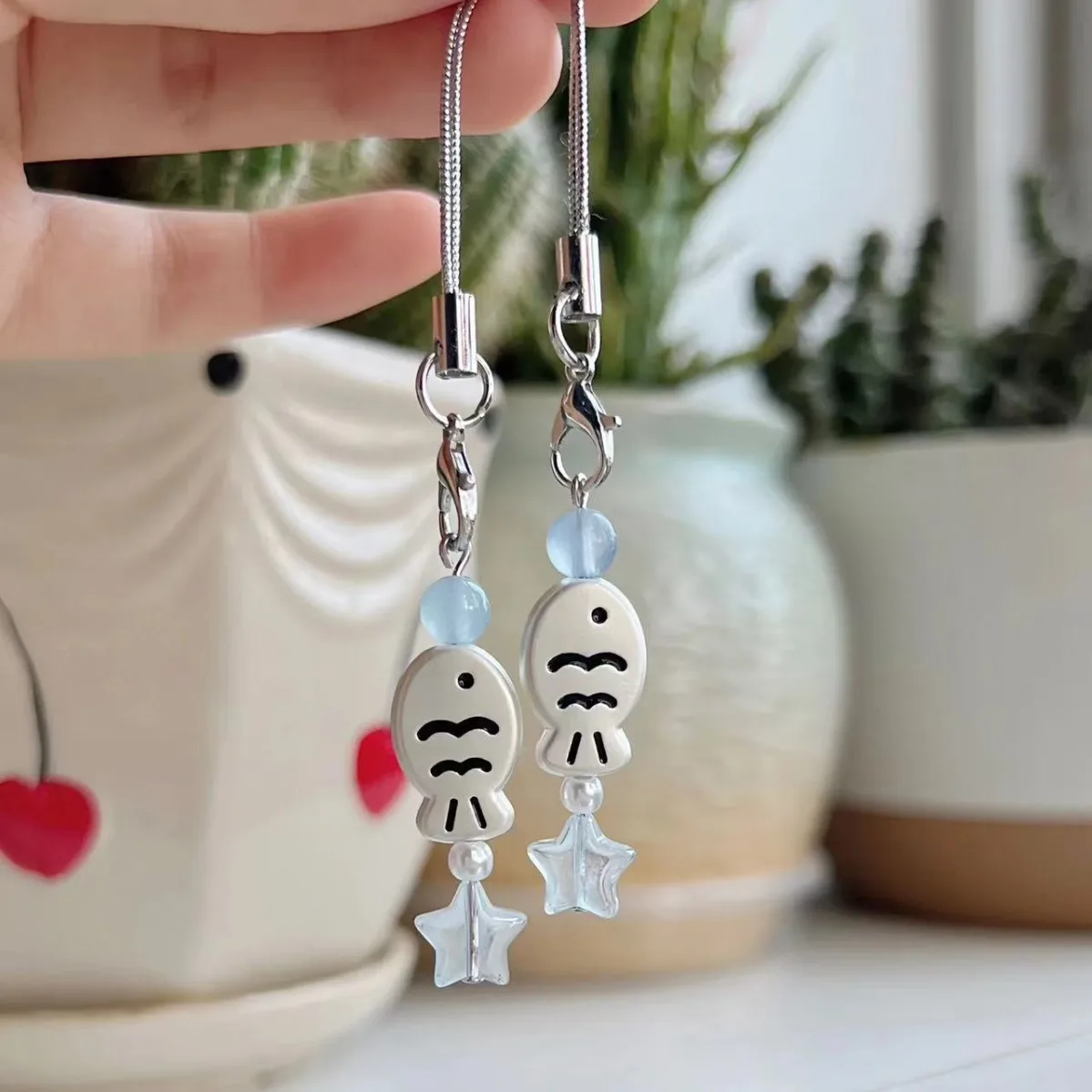 موضة حزام الهاتف زوجين قلادة آيفون حافظة Kawaii الأسماك المفاتيح الحبل حبل معلق فتاة هدية ملحقات الهاتف