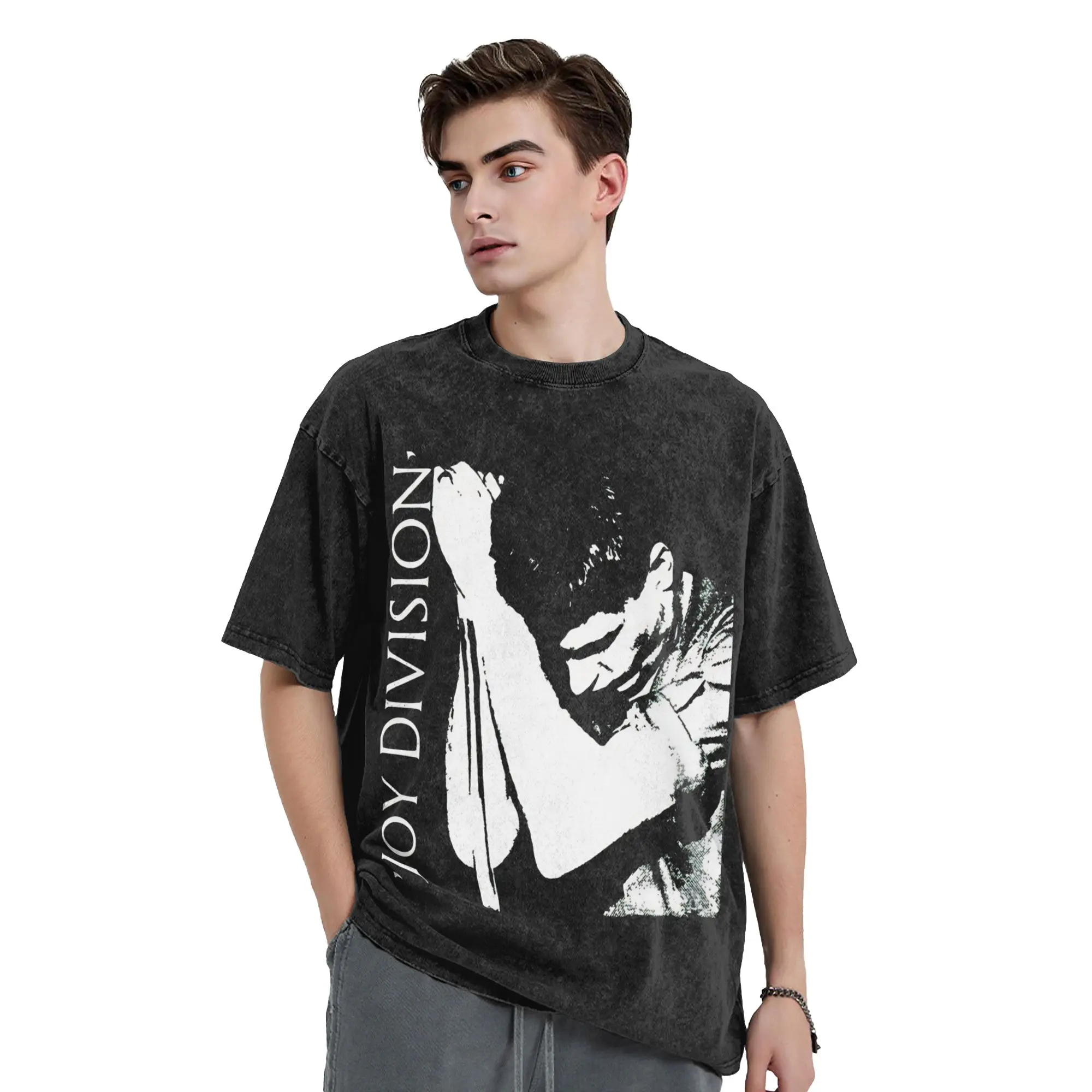 Vintage Joy Division   T-Shirts for Men Crewneck 100% Cotton Washed T Shirts  Short Sleeve Tee Shirt Birthday Gift Tops