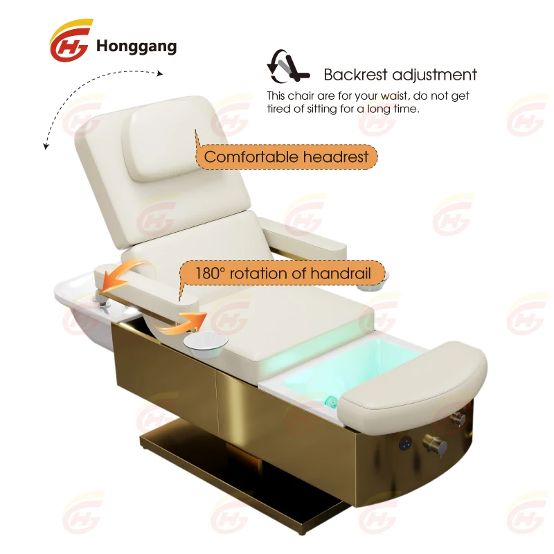 thai luxury king size head foot facial eyelash spa beauty salon bed hair washing electric massage table bed