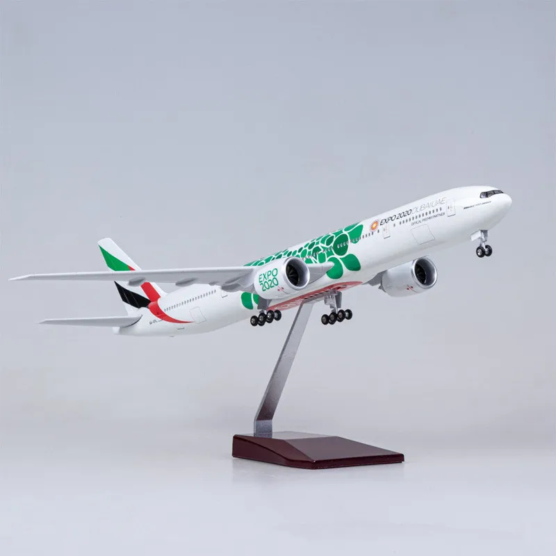 47CM 1:157 Scale Diecast Resin Model Emirates Expo 2020 DUBAIAUE Airlines Boeing 777 Airplane Airbus Collection Display Toys Fan