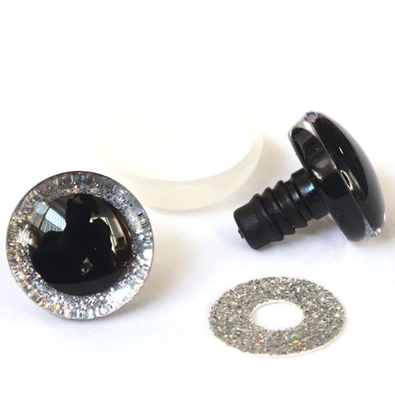 20 Stück 9–40 mm 3D-Sicherheitsspielzeugaugen + glitzernde Vliesstoffe – können Größe und Farbe wählen – Detail 4