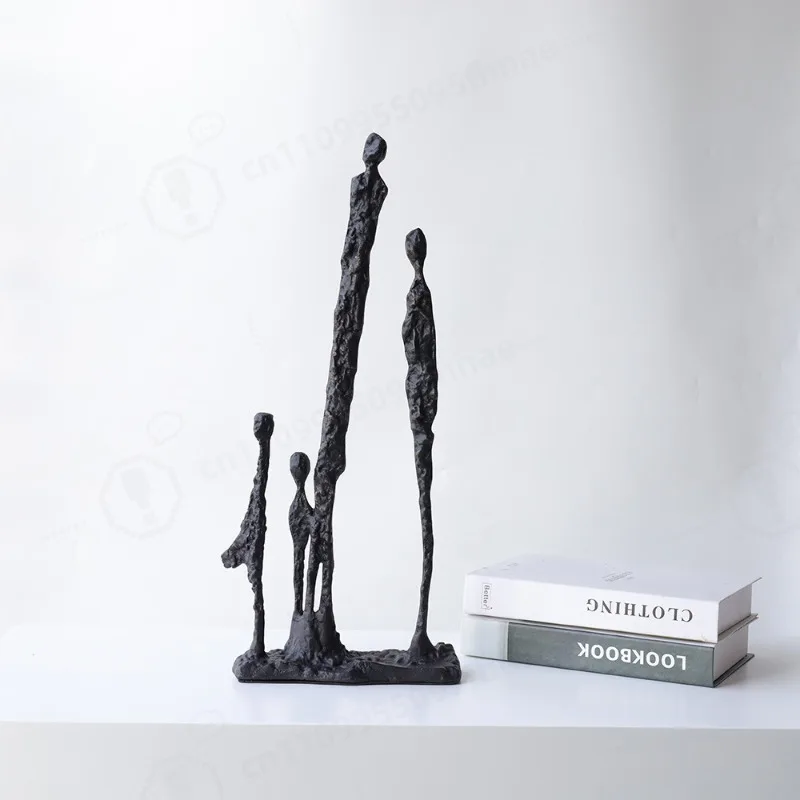 Bronze Tone Cast Iron Human Sculpture Modern Abstract Home Decor TV Cabinet Bookcase Show Flat Tabletop Ornament