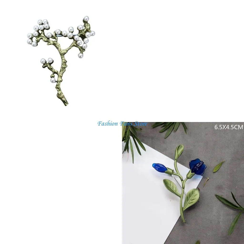  Unique Plant Brooch Pin Plant Badge Beautiful Pin Alloy Texture Fashion Accessory Suitable for Clothing and Bag Decors