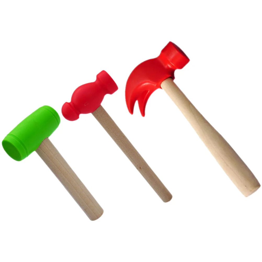 3 Pcs Pretend Play Hammers Pounding Toys Simulated Small Wooden Children’s Kids Mini