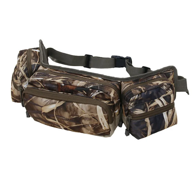 Professional Reed Bionic Camouflage Hunting Fishing Front Waist Pack Quality Breathable Flannel  Waist Bag