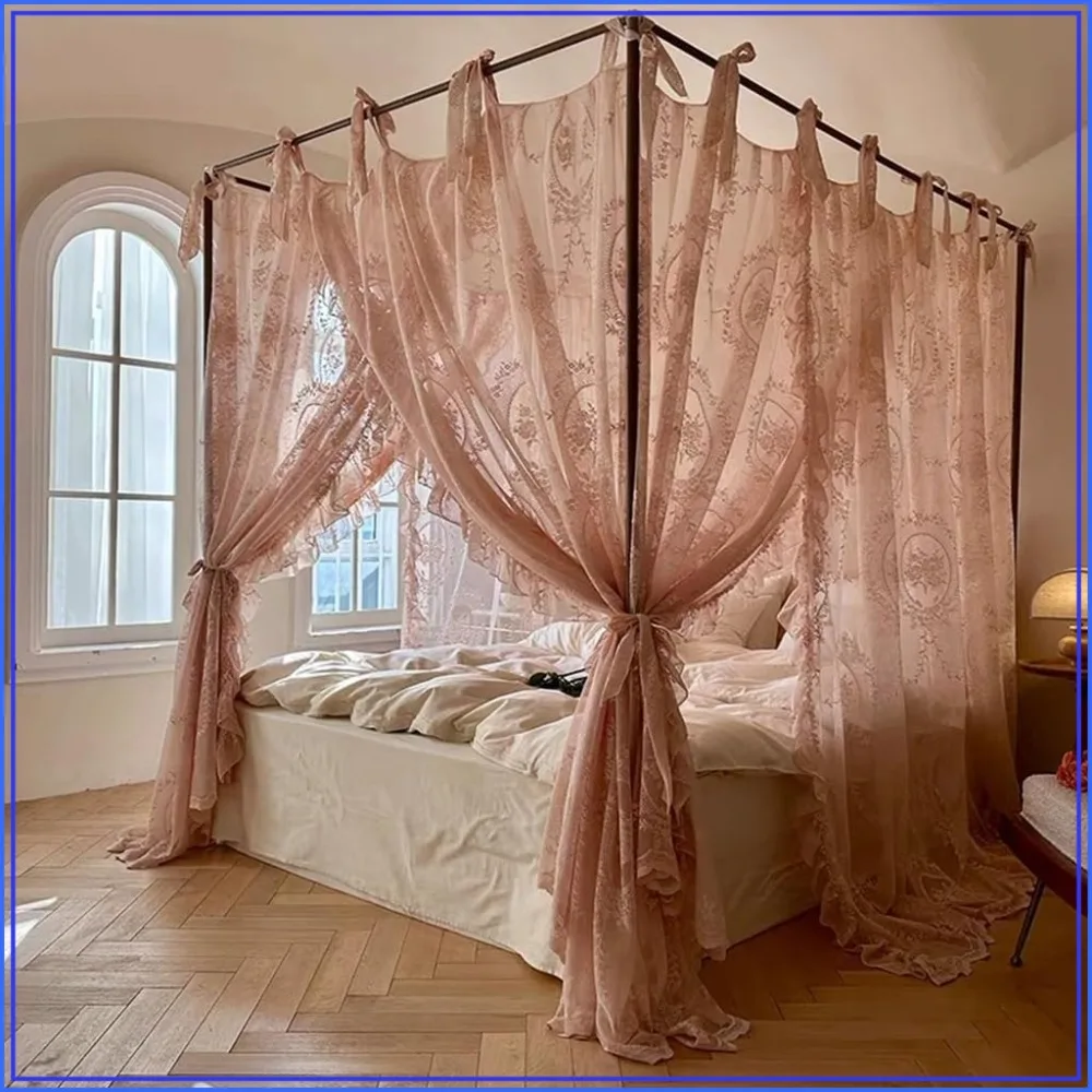 Elegant Lace Princess Mosquito Net Bed Canopy for Girls Women, Full Size 53