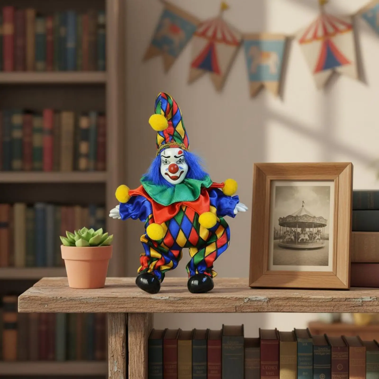 Ceramic Clown Statue Handmade Porcelain Clown Figurine Home Decor Colorful High Quality for Display Shelf