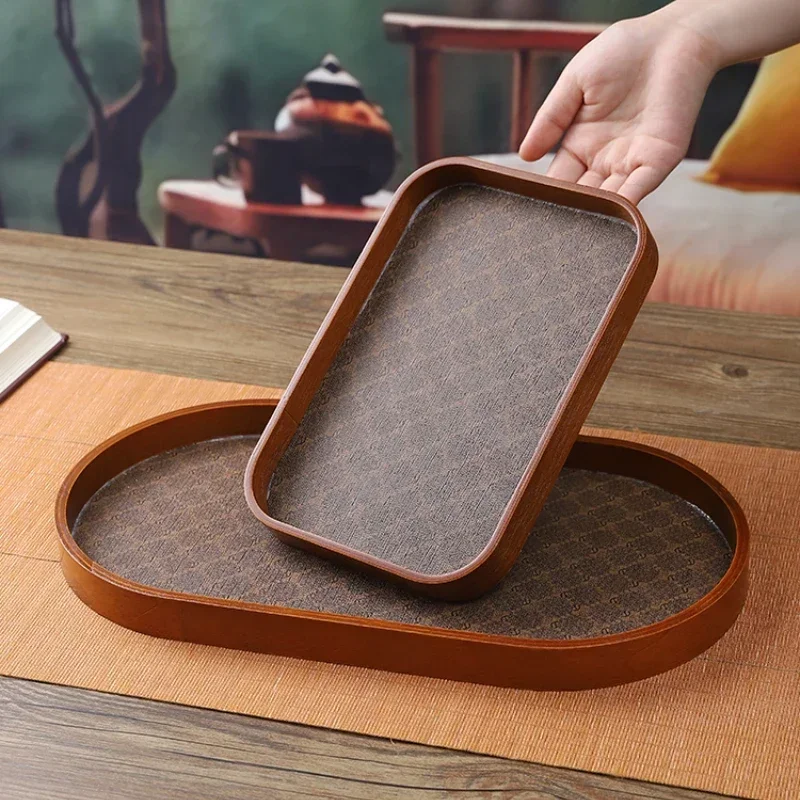 Chinese crabapple multi-functional pastry tray rectangular high-end household retro wooden tea tray