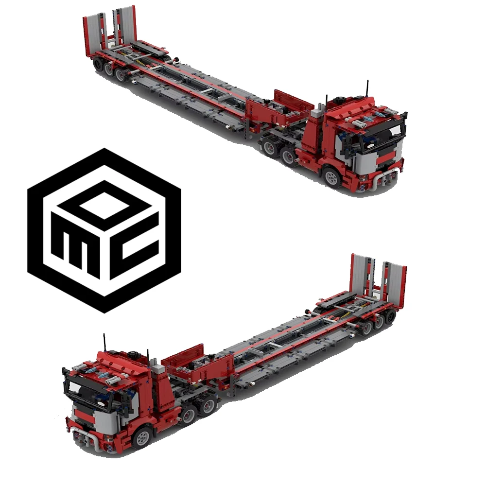 새로운 MOC 엔지니어링 컨테이너 트랙터 중형 트럭 트레일러 타워 헤드 기술 DIY 어린이 장난감 소년 선물 빌딩 블록 세트