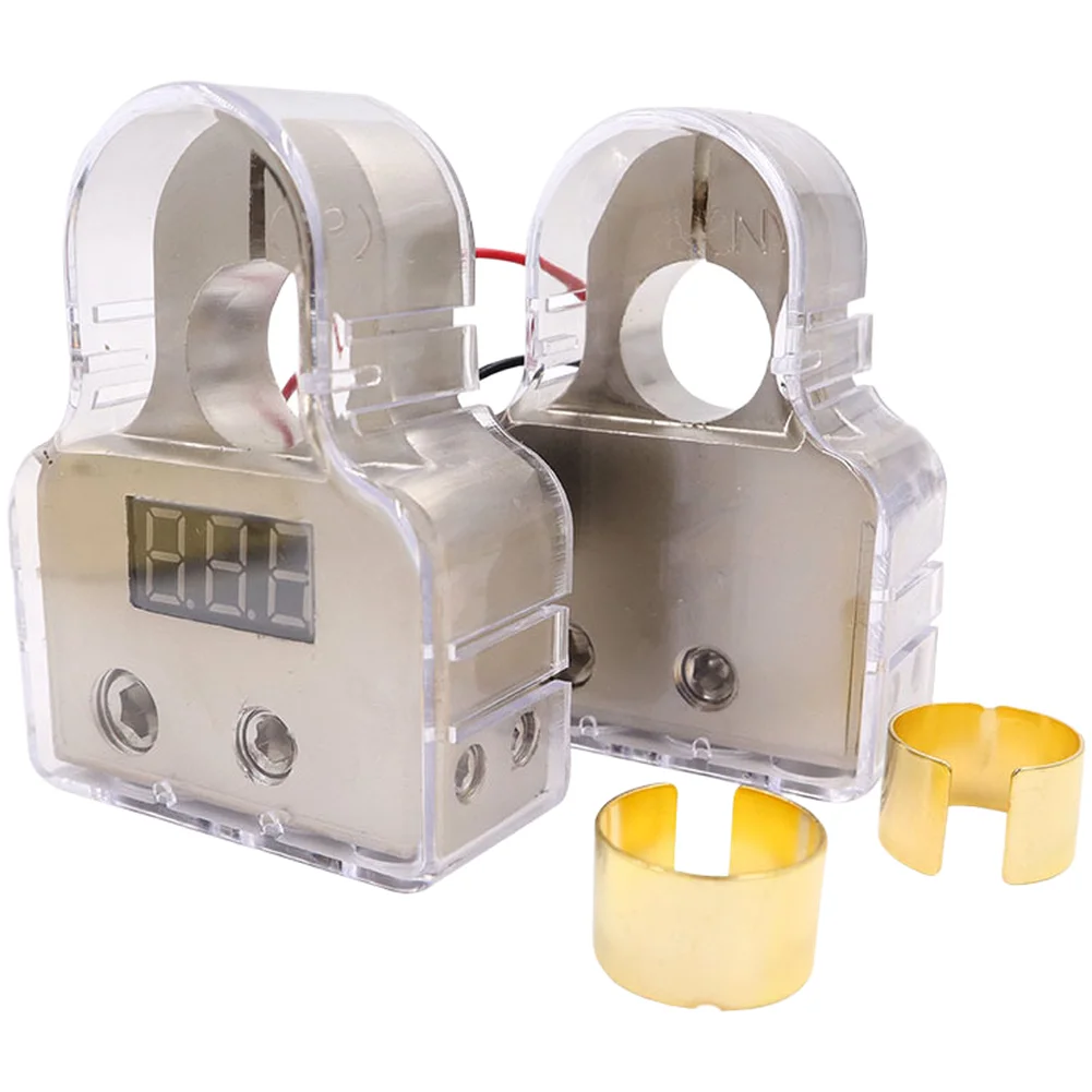 Premium Zinc Alloy Car Battery Terminal Connectors With Digital Screen For Audio Devices Wide Compatibility 0 2 8 AWG Cables