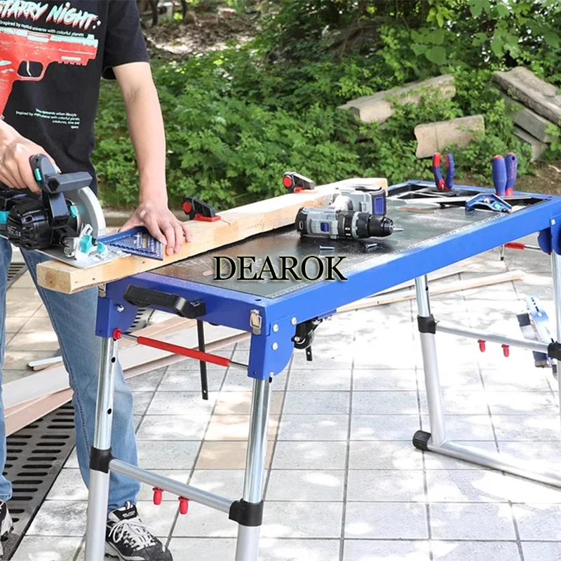 4-in-1 Portable Kwai folding woodworking workbench movable operating device table saw multi-function shelf