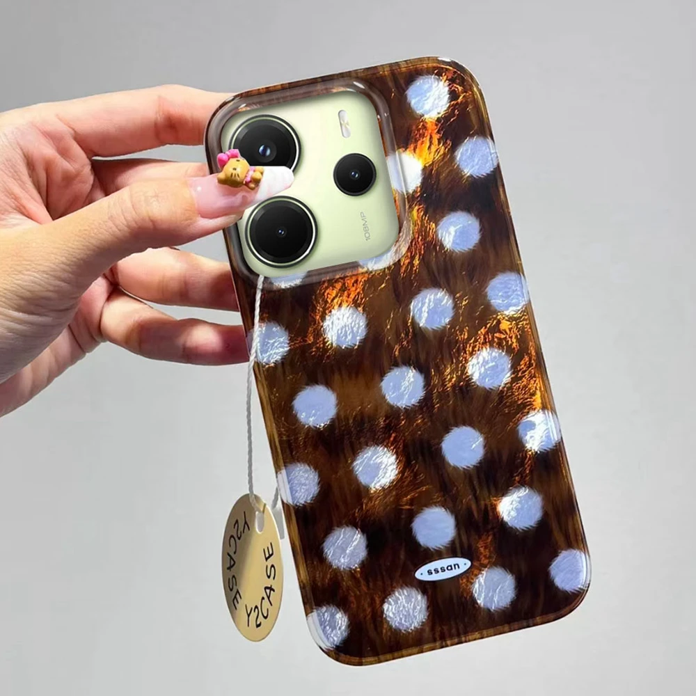 Braune runde Punkte Handyhülle für Xiaomi Redmi Note 14 13 12 11 10 11S 10S 8 9 Pro 15 15C 14C 13C A3X A1 A2 A3 A4 9C 9A Abdeckung