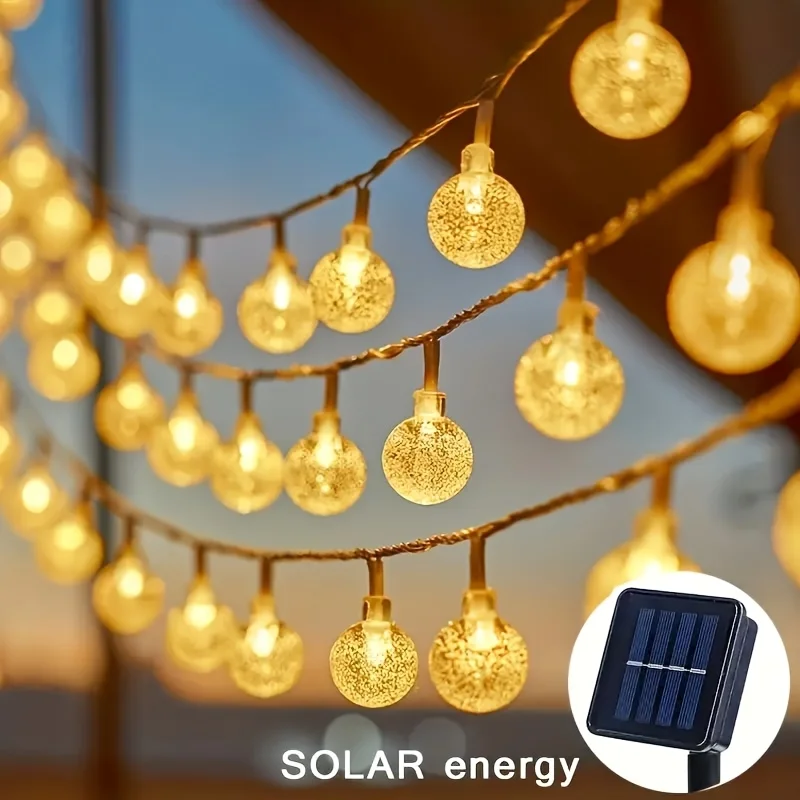 

Outdoor LED Solar String Lights Crystal Globe Lights with 8 Modes Wedding Garden Light for Party Tree Decor Ramadan Gifts