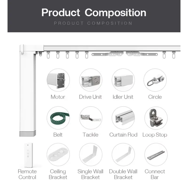 STLF Tuya WiFi Zigbee مجموعة قضبان الستائر الآلية Alexa Smart Home أقطاب الستائر الآلية للمنزل ستارة أوتوماتيكية