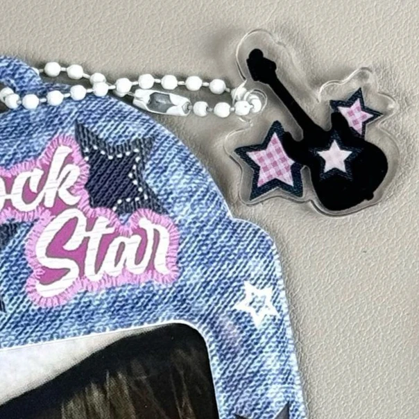 2pcs Denim Butterfly Guitar Print PVC Photocard Holder Kpop Idol Card Polaroid Photo Case image 5