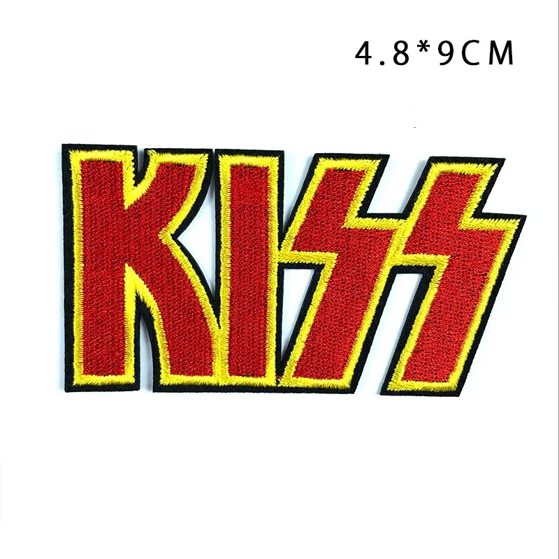 KISS English Cloth Sticker Colored Face Flame Kiss Hip Hop Style Creative DIY Adhesive Back Spot Patches for Clothing Pride