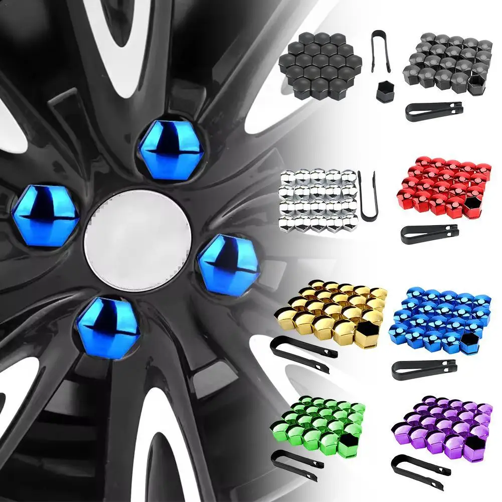 20 Pcs Wheel Nut Covers Bolt Caps Vinyl Lug Bolt Cover Auto Hub Screw Protection Anti-Theft Cap 17mm Dustproof