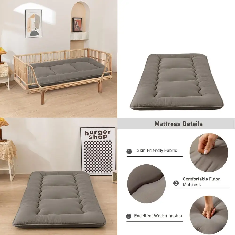 

Japanese Style Single Futon Mattress, Foldable Tatami Sleeping Pad for Boys and Girls, Kids' Compact Lounge Pillow Bed