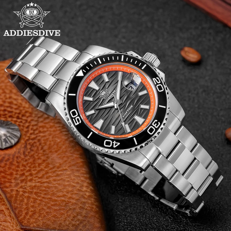 ADDIESDIVE New Fashion Men's Watches Quartz 41mm AR Coated Glass Ceramic Bezel Luminous 200m Diving Watches Relojes AD2514