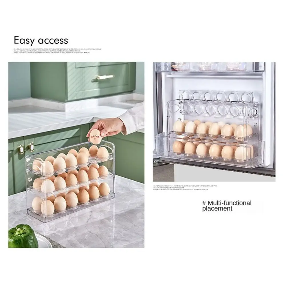 Fresh-Keeping Egg Storage Box Large Capacity Space Saving Egg Container Automatic Turning Plastic Egg Holder Support