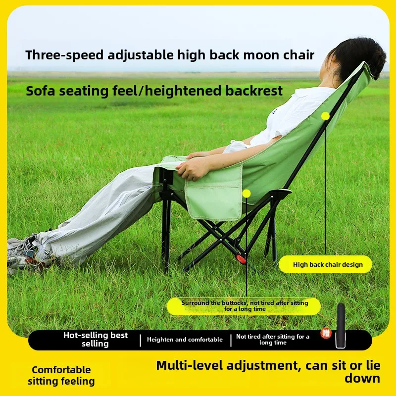 Lounge with Highback Portable Folding Chair Fishing Beach Picnic Gear