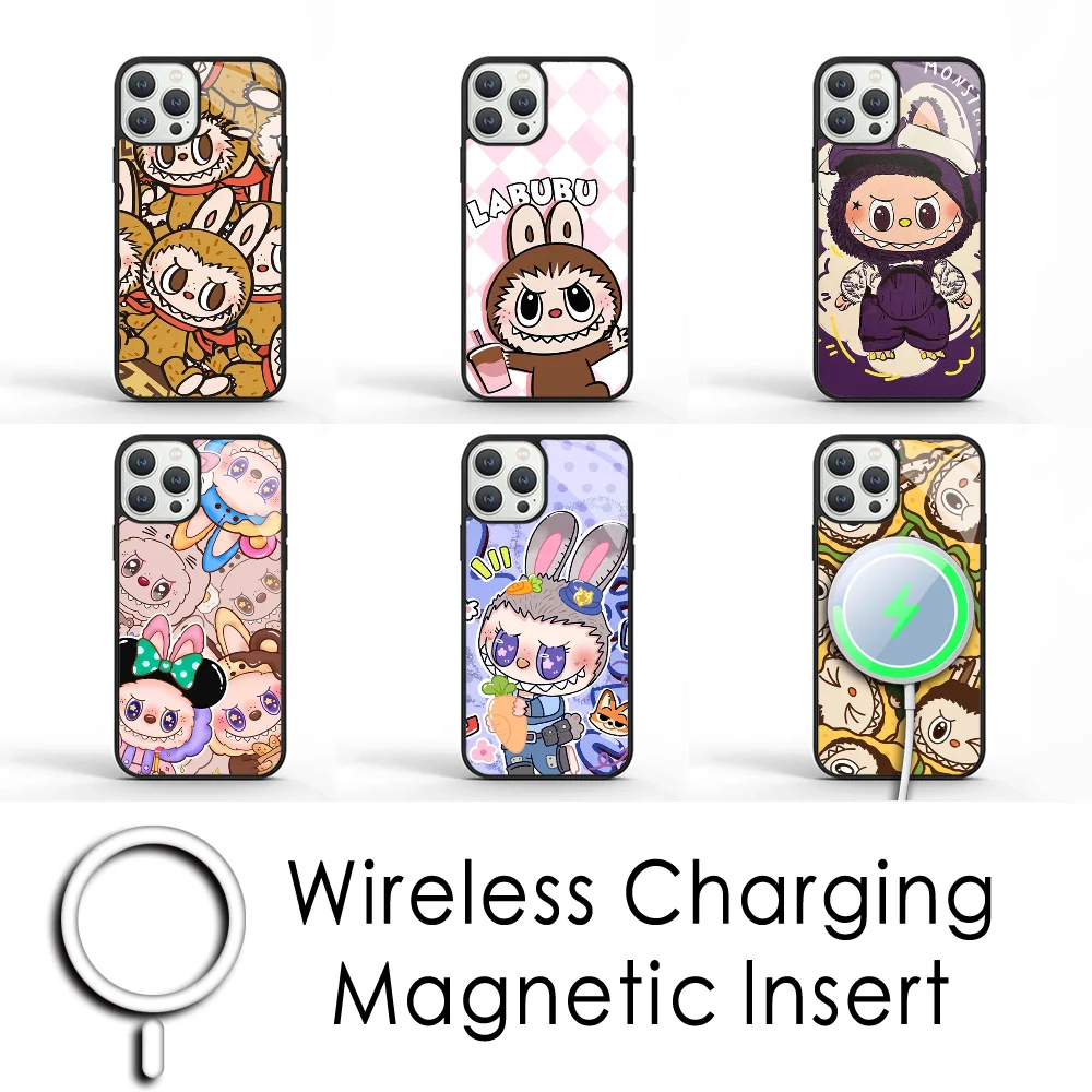 

New Kawaii Cute Labubu Phone Case For IPhone 16 15 Pro Max Case 14 Plus 13 12 11 Magesafe Magnetic Wireless Charge Cover