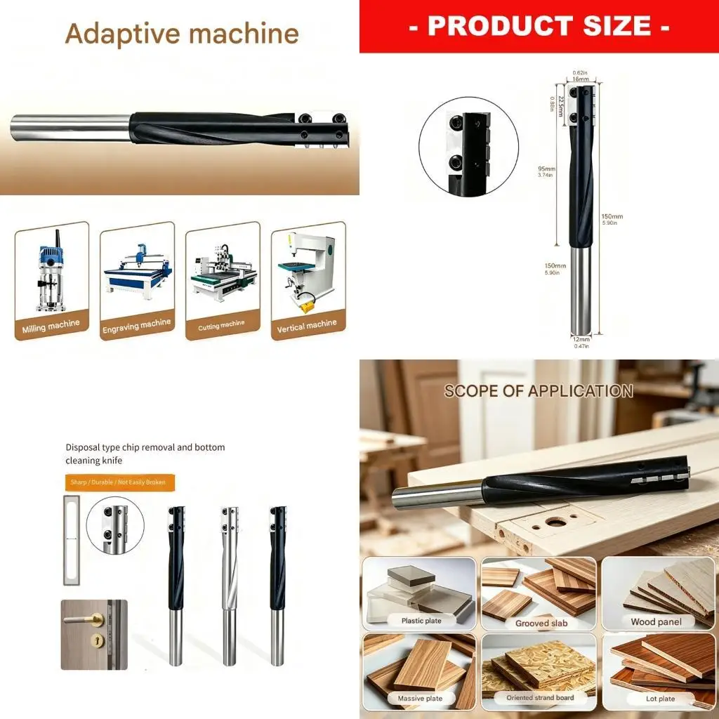 62KD Board Cutting Mortise Cutter with Replaceable Insert for Door Lock Opening and Flat Board Cutting Tasks Use