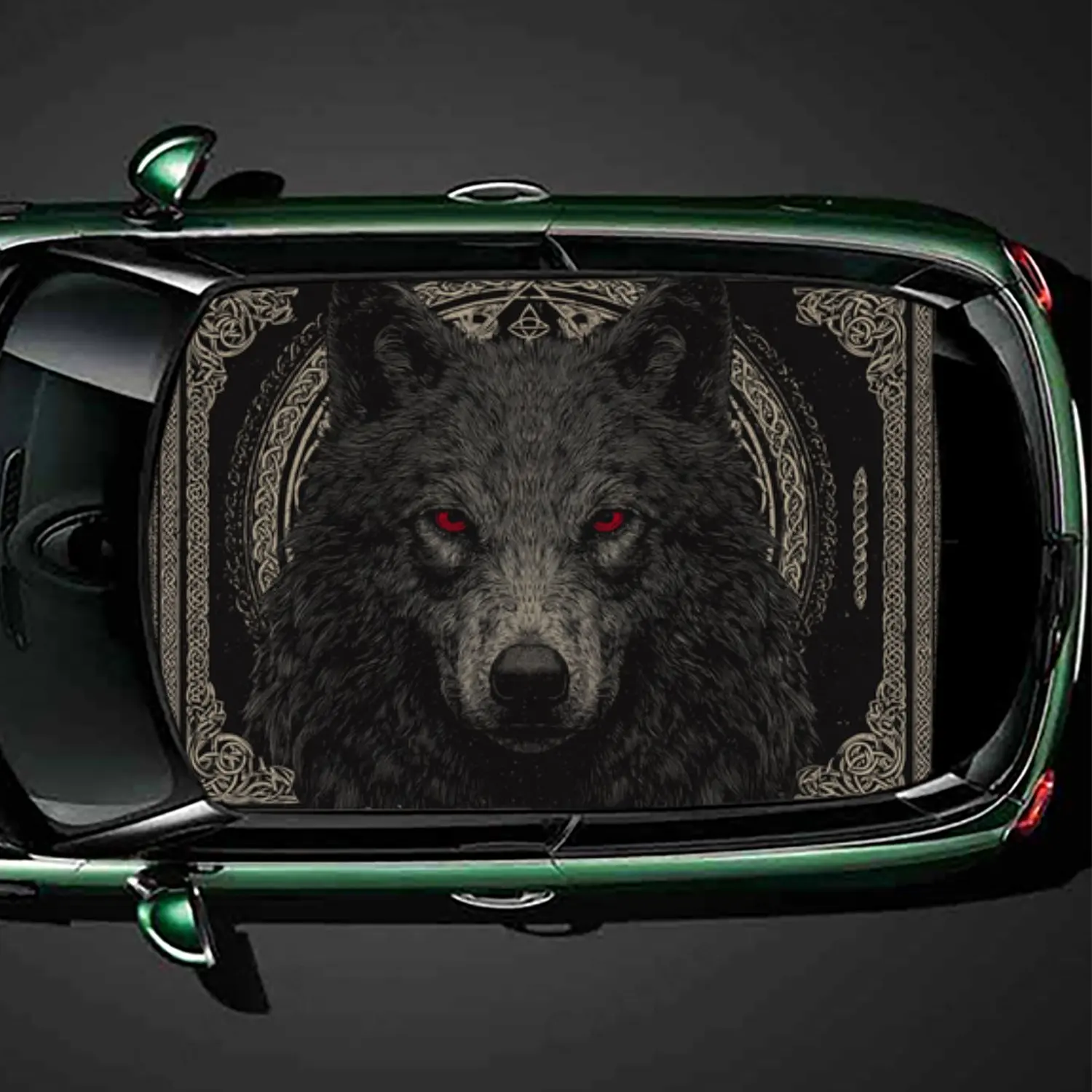 Red Eyed Demon Wolf Car Roof Sticker, PVC Self-Adhesive Waterproof Car vinyl Decal, Car Decoration Protection Stickers, Easy Ins