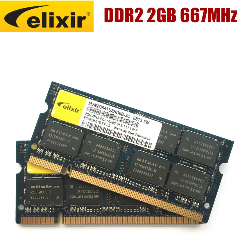 USB Elixir DDR2 2GB 2Rx8 PC2 6400S 5300S Laptoop RAM DDR2 2G 667 800MHz Memori Laptop Notebook