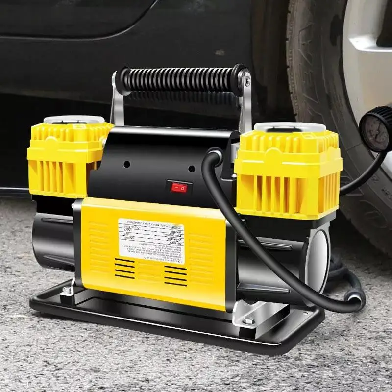 Dc Power Heavy Duty Air Pump Portable Heavy Tyre Air Compressor And Tyre Repair Automatic Tyre Inflator Double Cylinder Air Comp