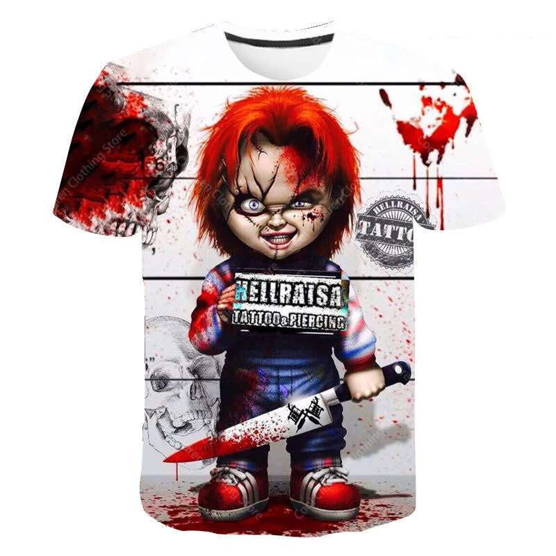 Summer Kawaii Toy Story Chucky T-shirt Girls Boys Children\'s Cartoon Anime Pattern Girls Boys Fashion Parent-Child Clothing