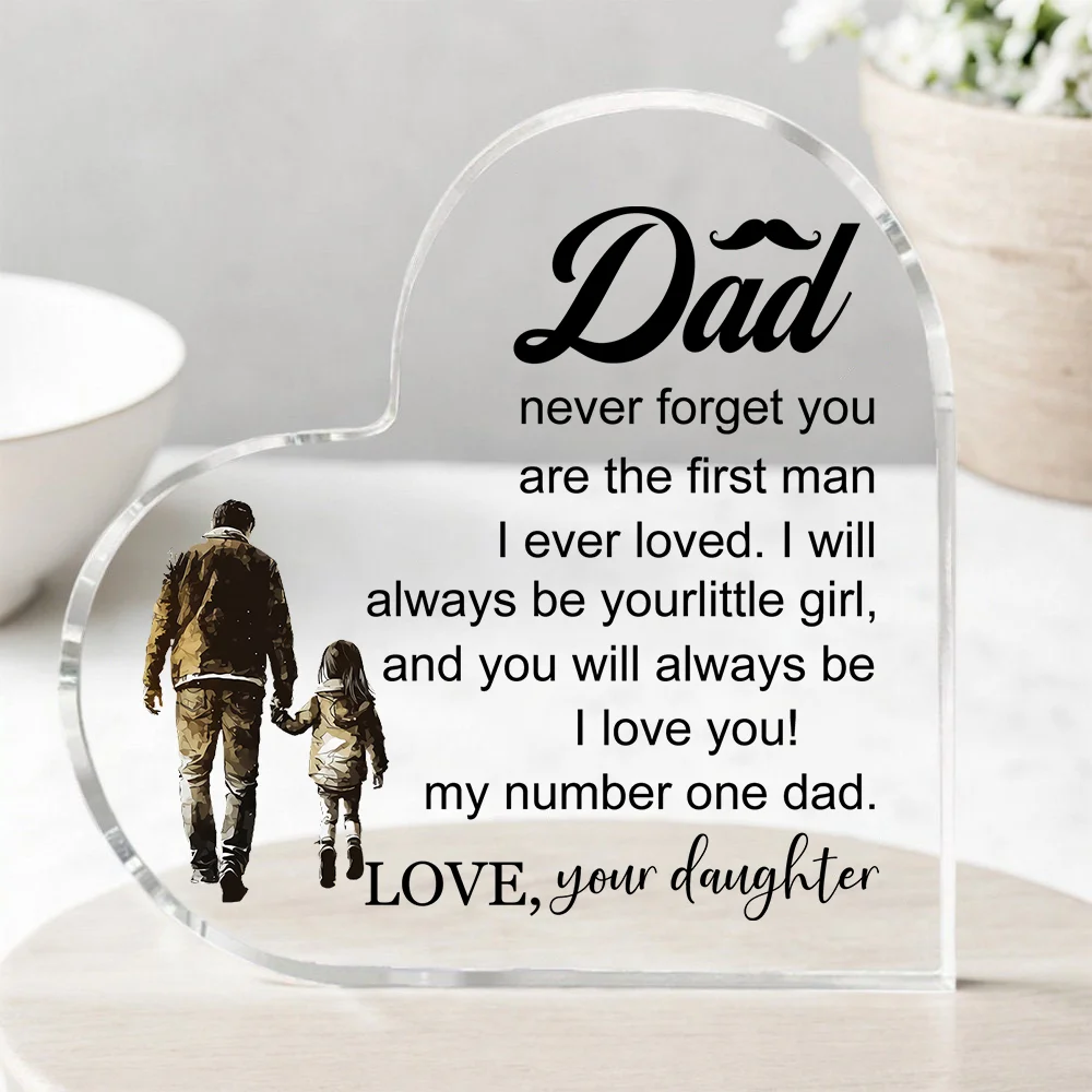 1 Pcs Dad transparent Presents From Daughter son for my best Dad heart-shaped Gift For my father home Ornaments Birthday gift