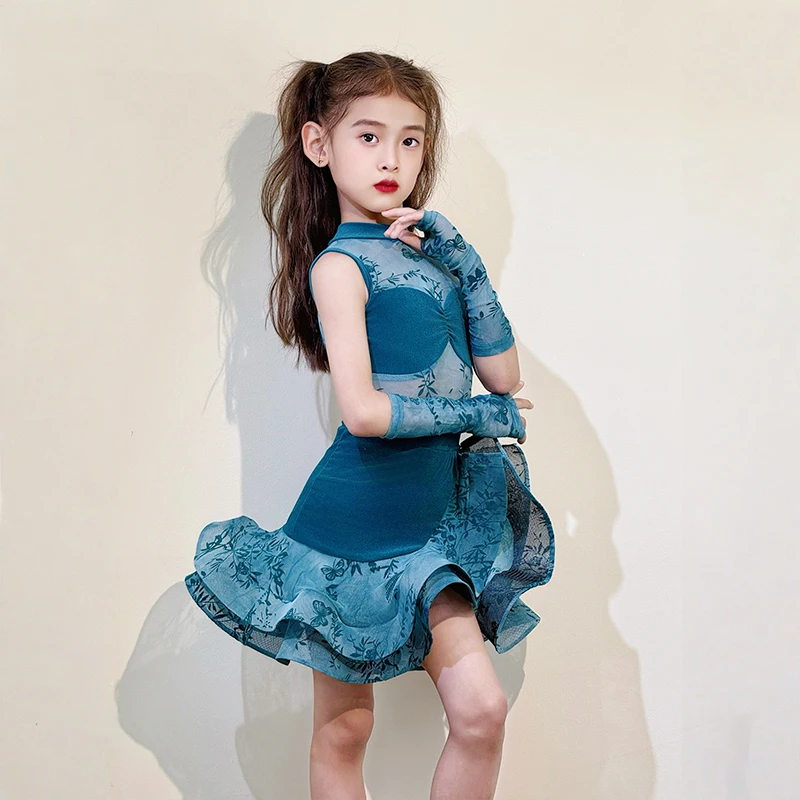 Traje de baile de Tango Cha Samba para niñas, vestido de baile latino Rumba, traje de actuación para niñas, vestido de práctica latina, Ropa de baile