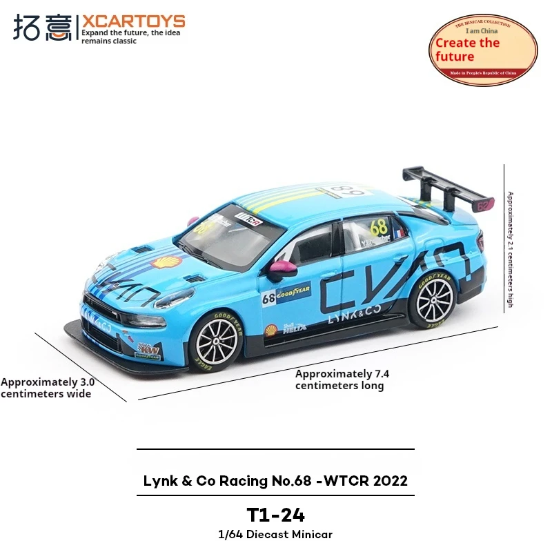 XCARTOYS Lynk y Co 03 TCR 2022 # Modelo de coche de aleación 68: equipo de carreras oficial, regalo coleccionable fundido a presión para fanáticos del deporte de motor